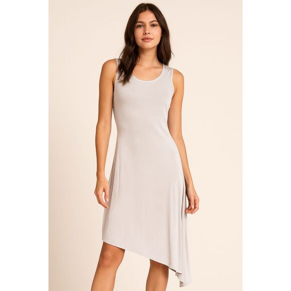 VTG 90s Ghost London Size M Silver Grey Bias Cut Asymmetrical Hem Slip Dress - Picture 1 of 5